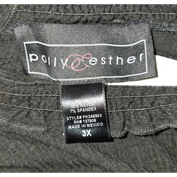 Black Plus Size 3X Short Sleeve High Neck Ruffle Hem Bodysuit By Polly & Esther - Picture 3 of 5